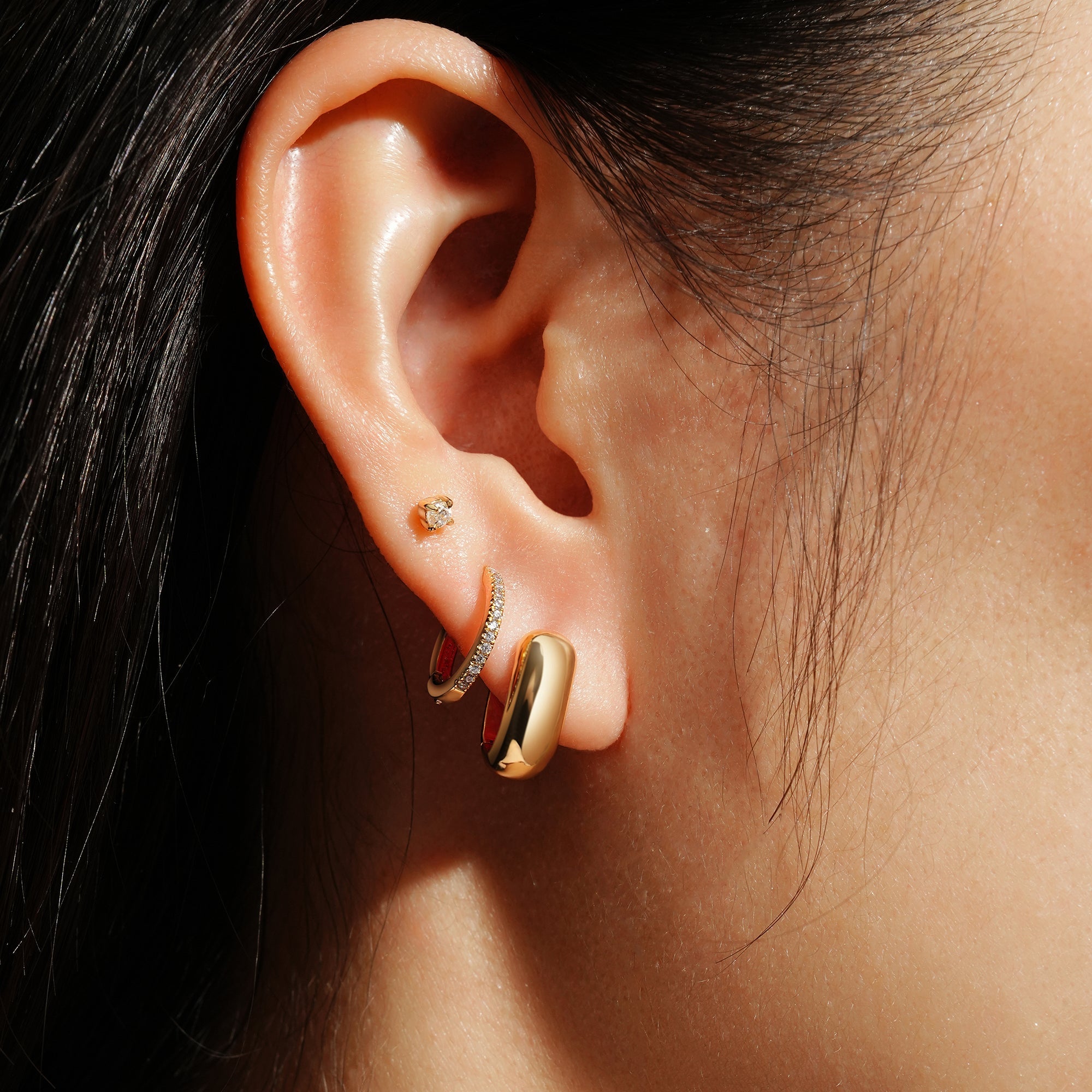 Gold Mini U-Shaped Huggie Hoop Earrings 925 Silver
