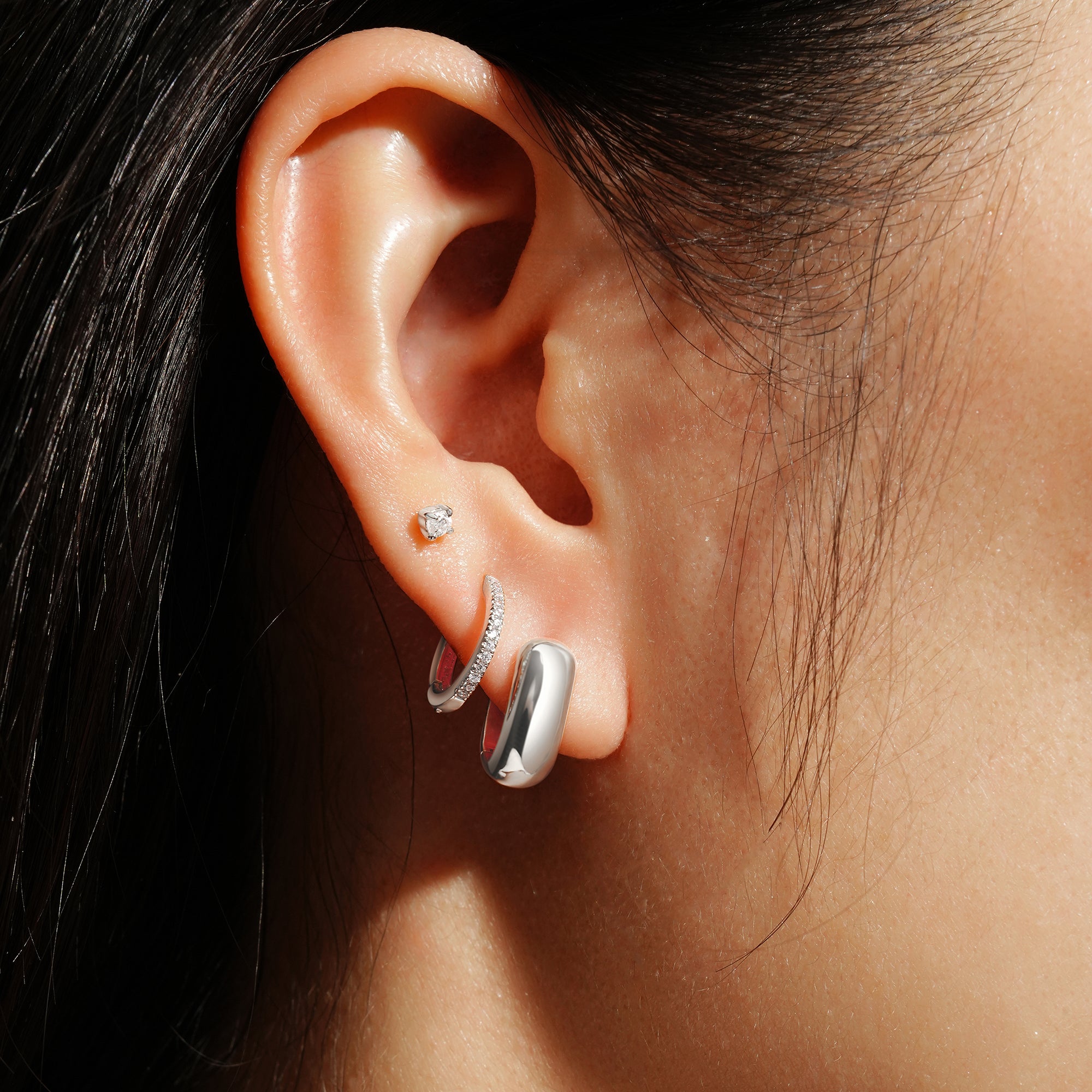 Silver Mini U-Shaped Huggie Hoop Earrings – 925 Rhodium Plated
