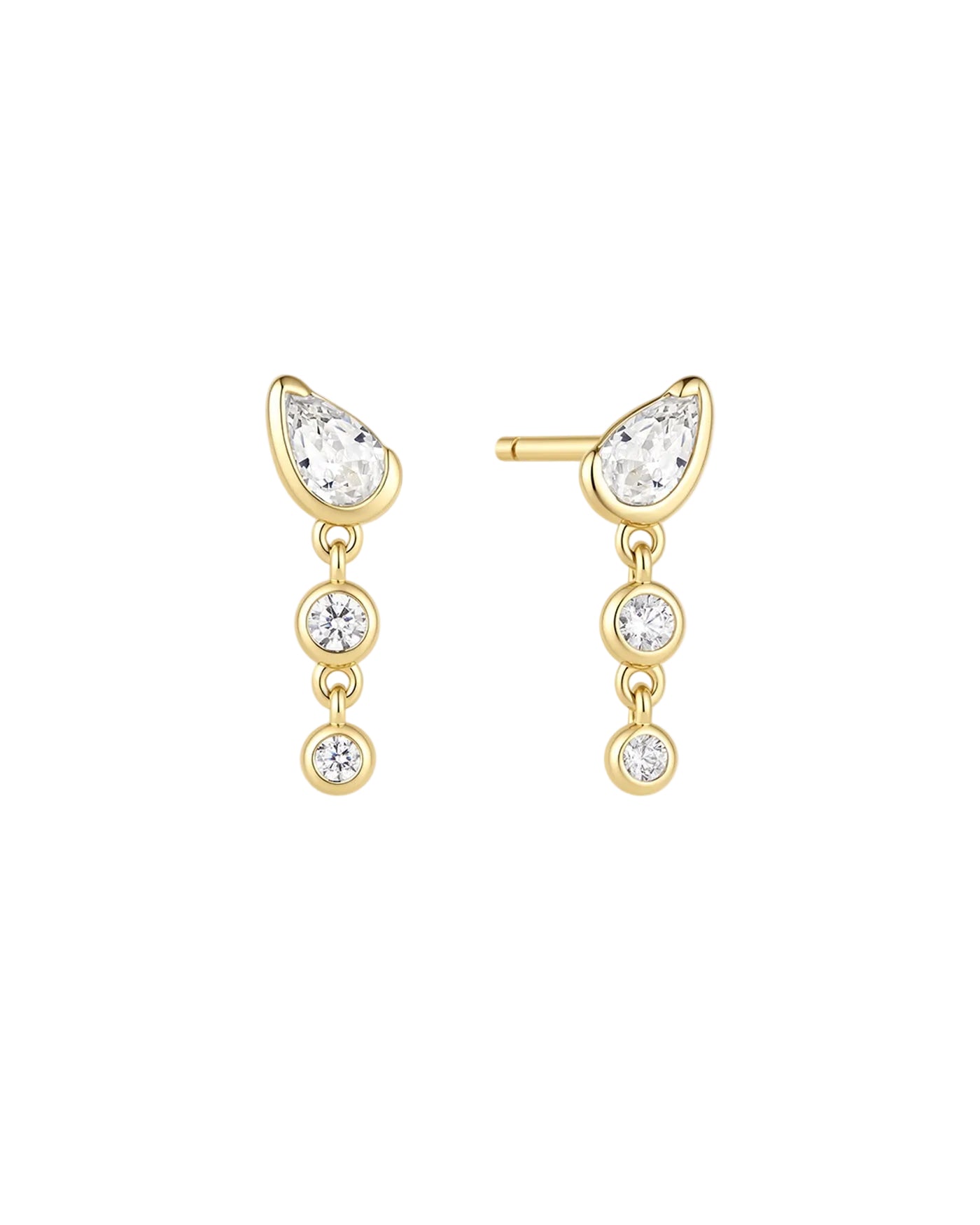 Ania Haie Wanderer Teardrop & Bezel Round Dangle Stud Earrings E076-03G