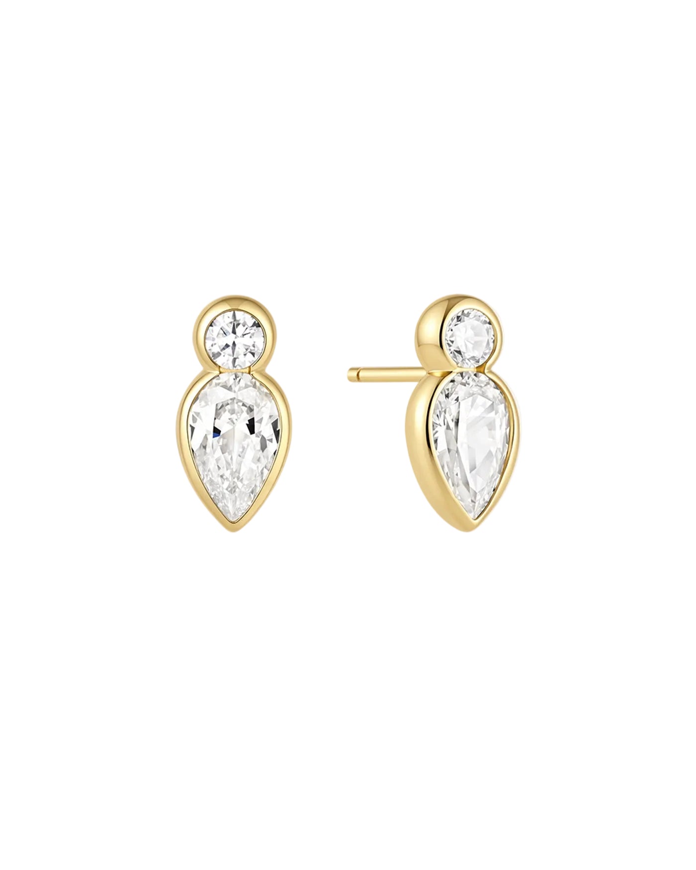 Ania Haie Wanderer Bezel Inverted Teardrop & Round Stud Earrings E076-04G