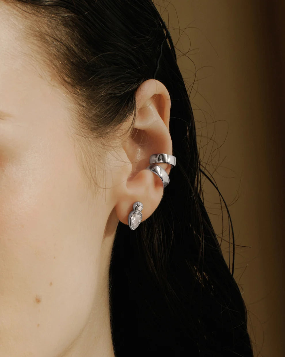 Ania Haie Wanderer Bezel Inverted Teardrop & Round Stud Earrings