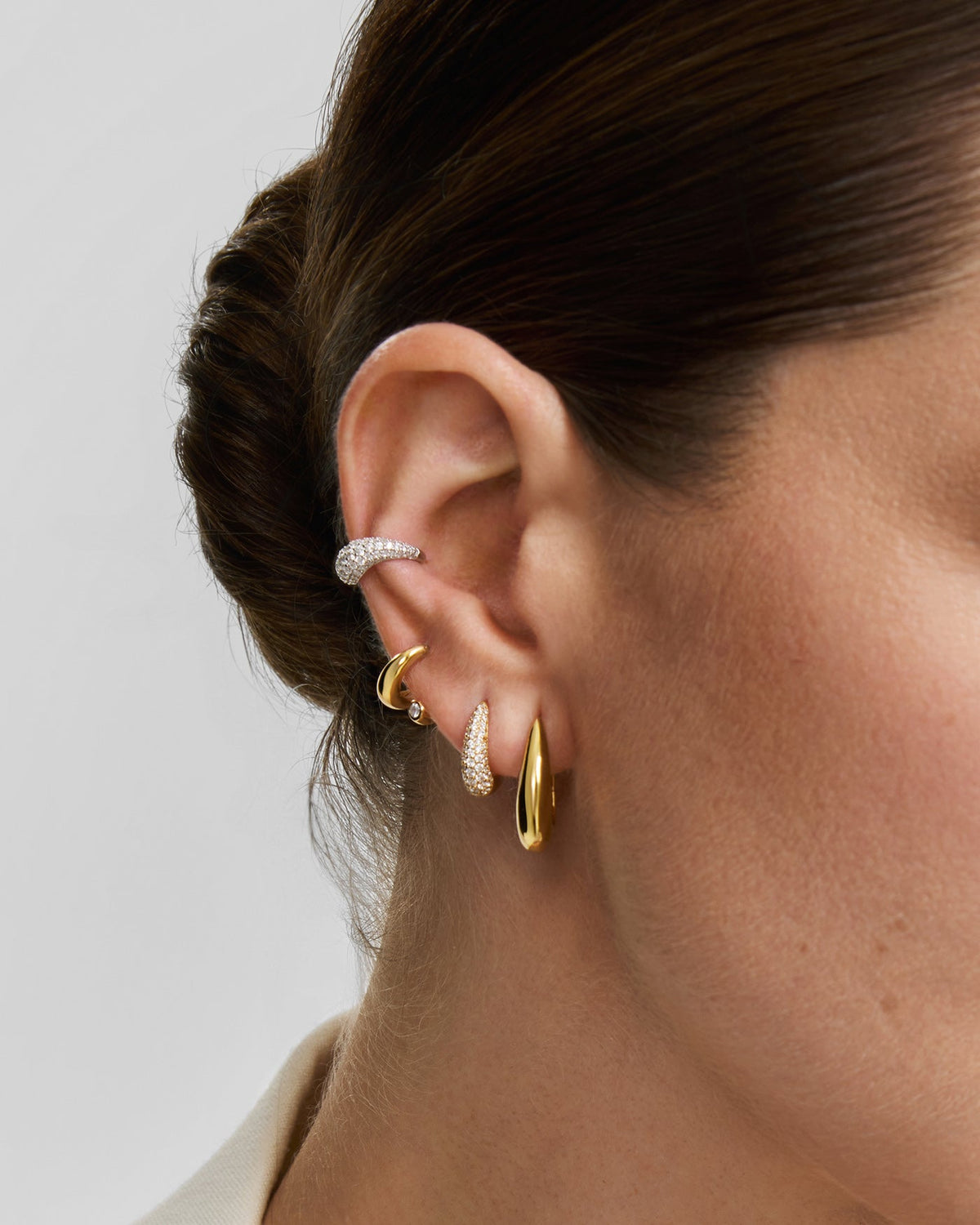 Ania Haie Pavé Dome Huggie Hoop Earrings