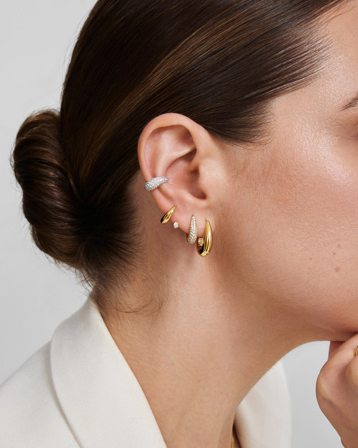 Ania Haie Pavé Dome Huggie Hoop Earrings