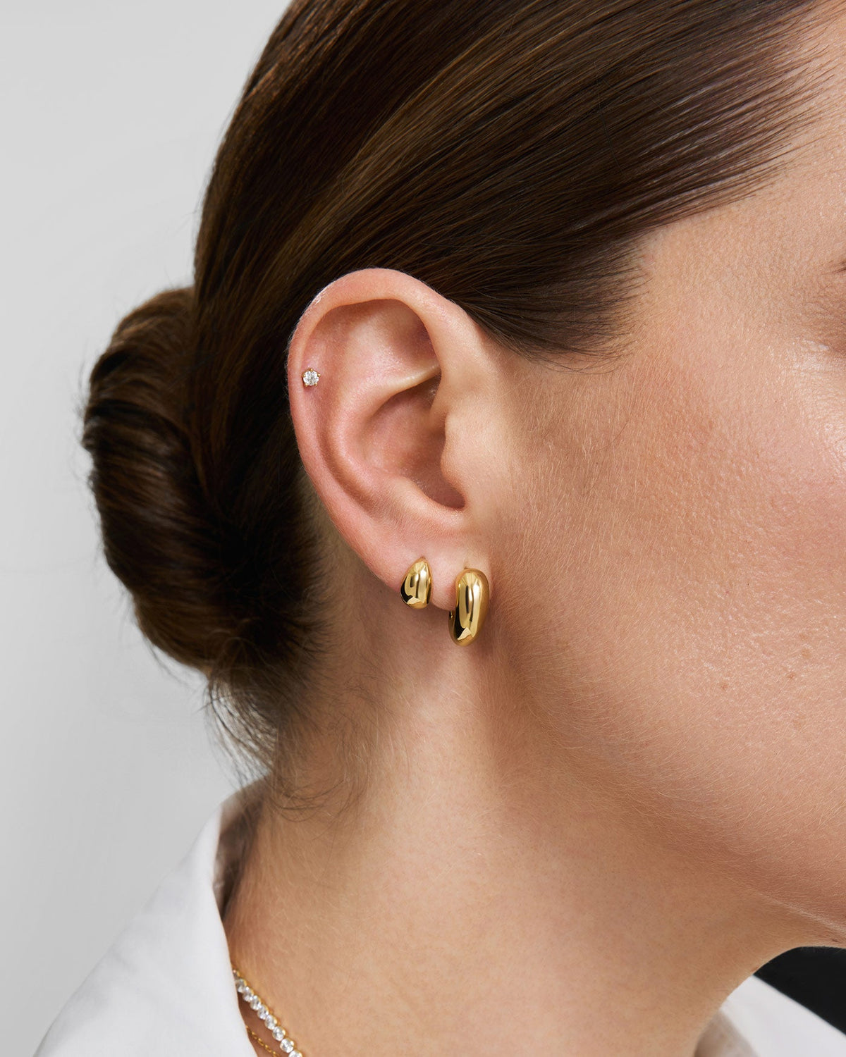 Ania Haie Fluid Light Gold Dome Stud Hoop Earrings