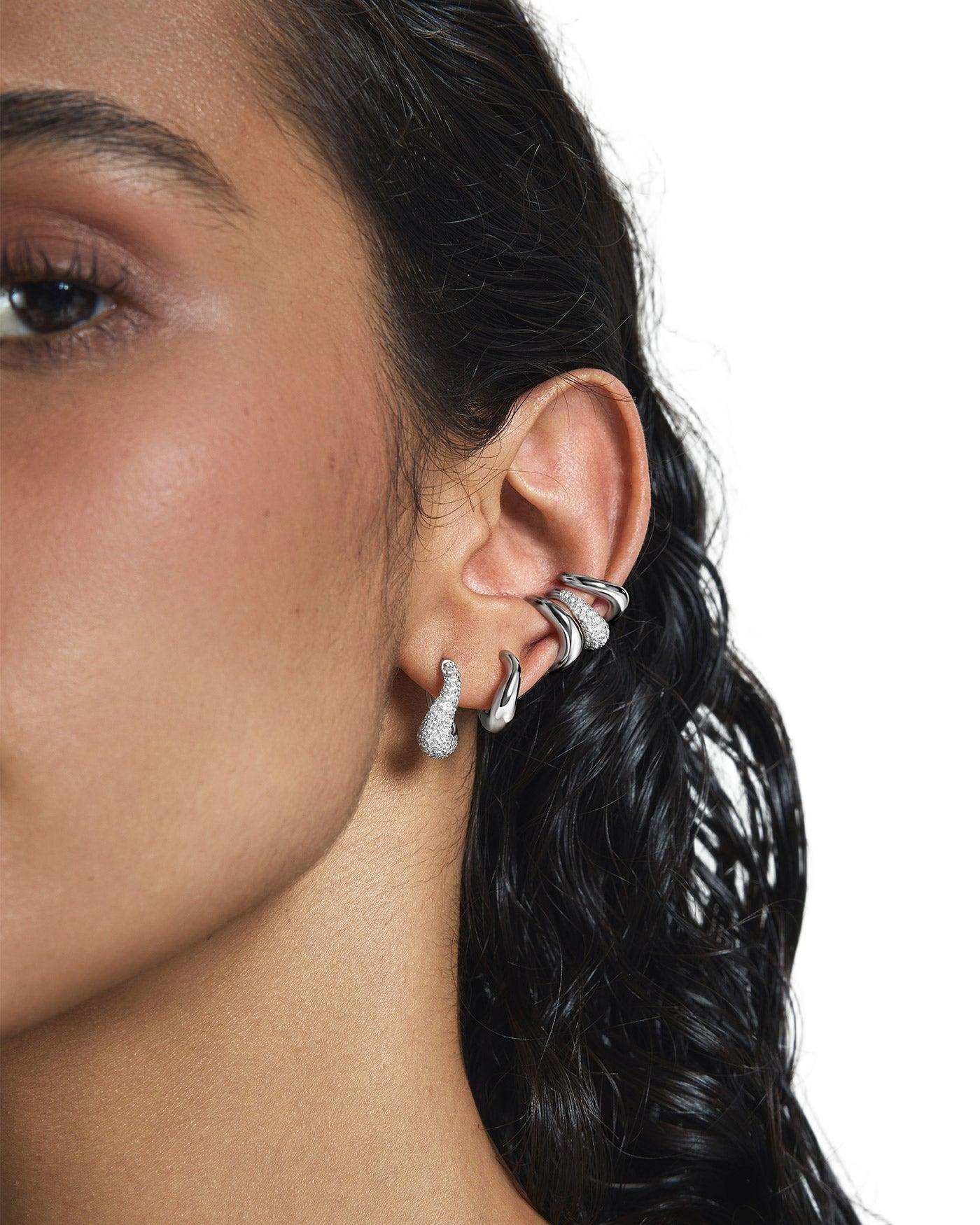 Ania Haie Silver Wave Huggie Hoop Earrings