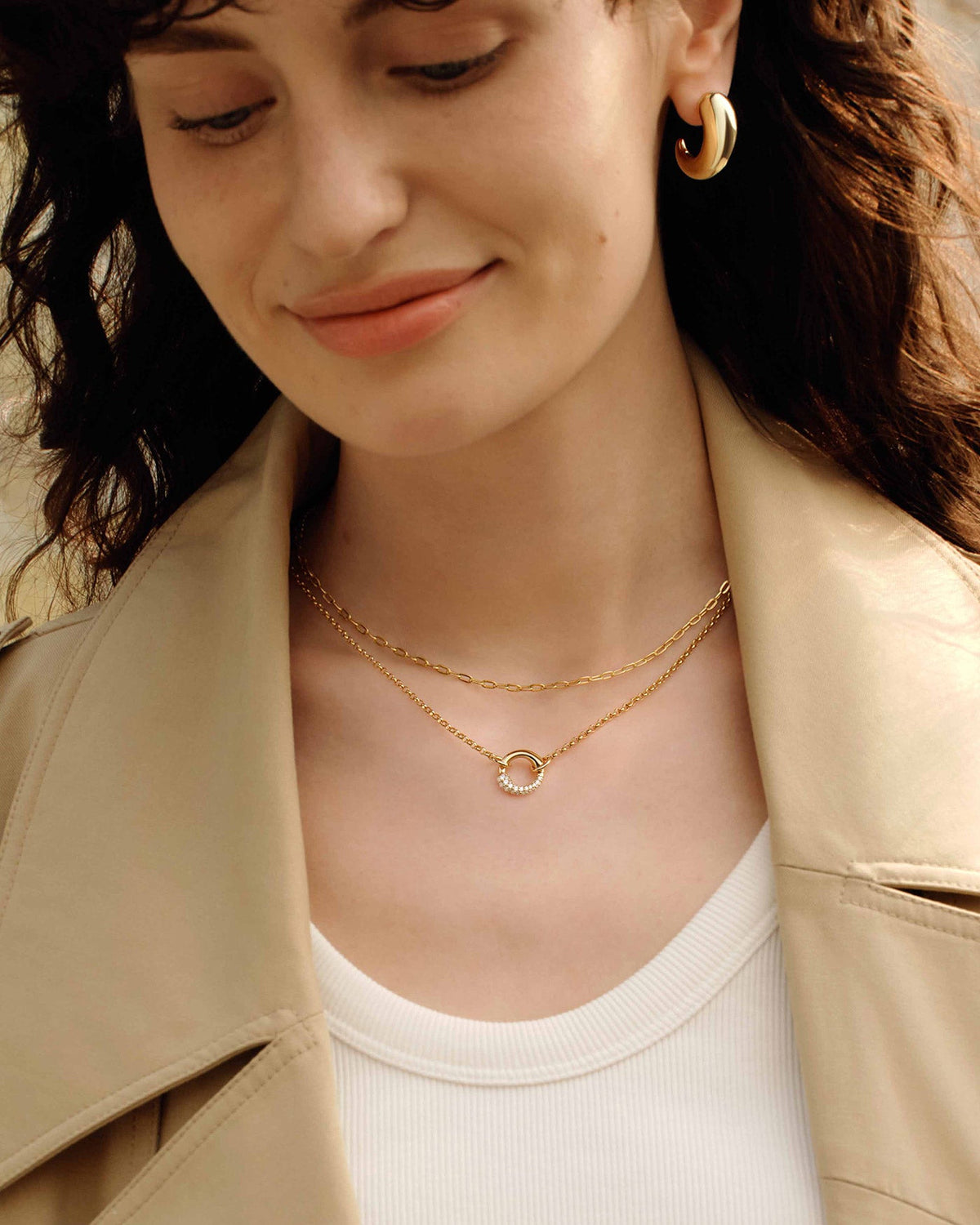Ania Haie Gold Half Pavé & Polish Hoop Necklace