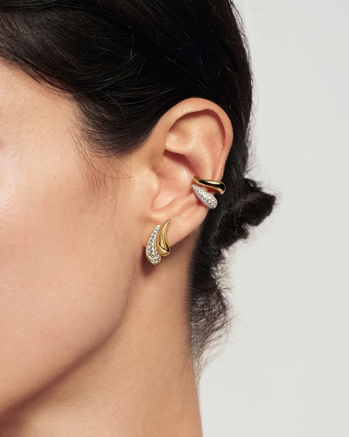 Ania Haie Gold Pavé & Polished Teardrop Duet Stud Earrings