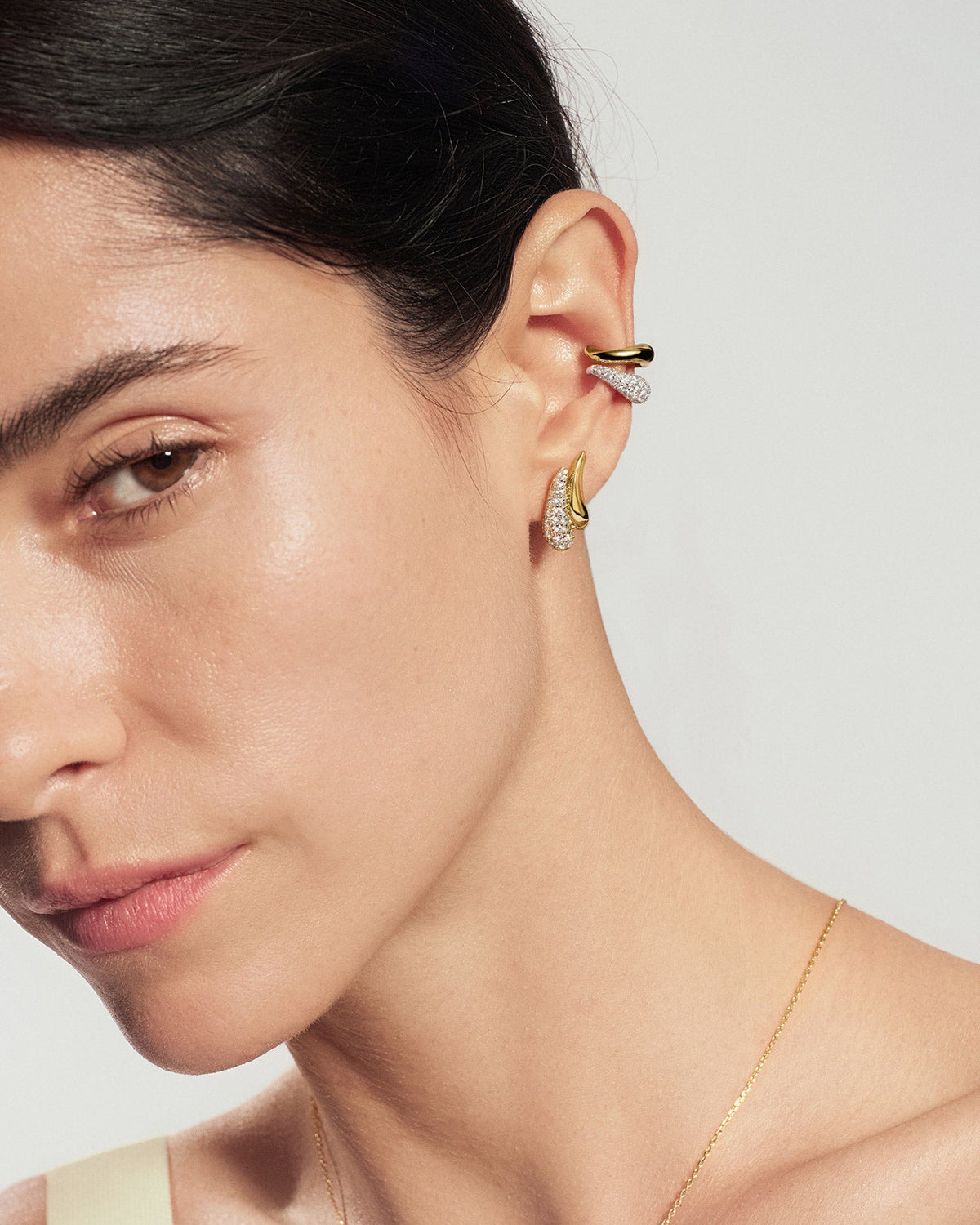 Ania Haie Gold Pavé & Polished Teardrop Duet Stud Earrings