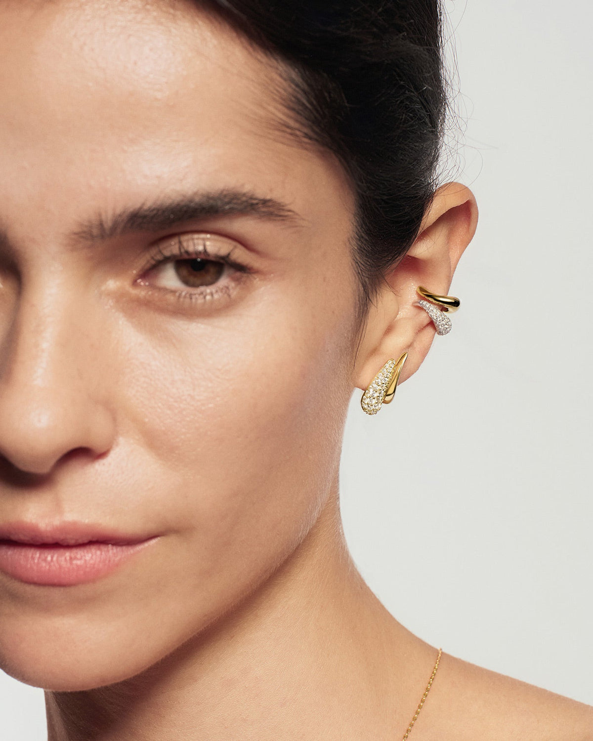 Ania Haie Gold Pavé & Polished Teardrop Duet Stud Earrings