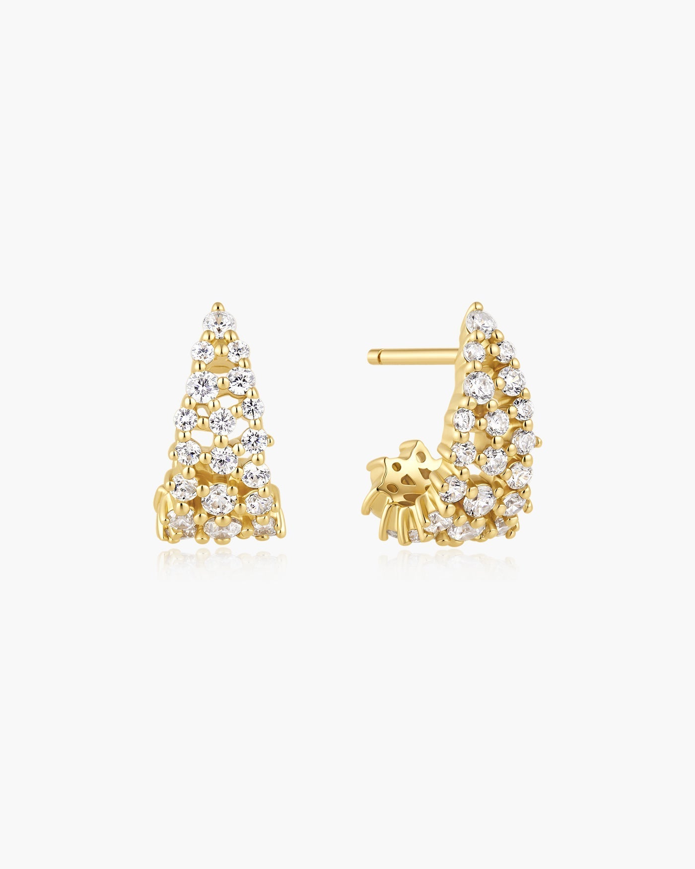 Ania Haie Gold Pave Openwork Curved Stud Hoop Earrings