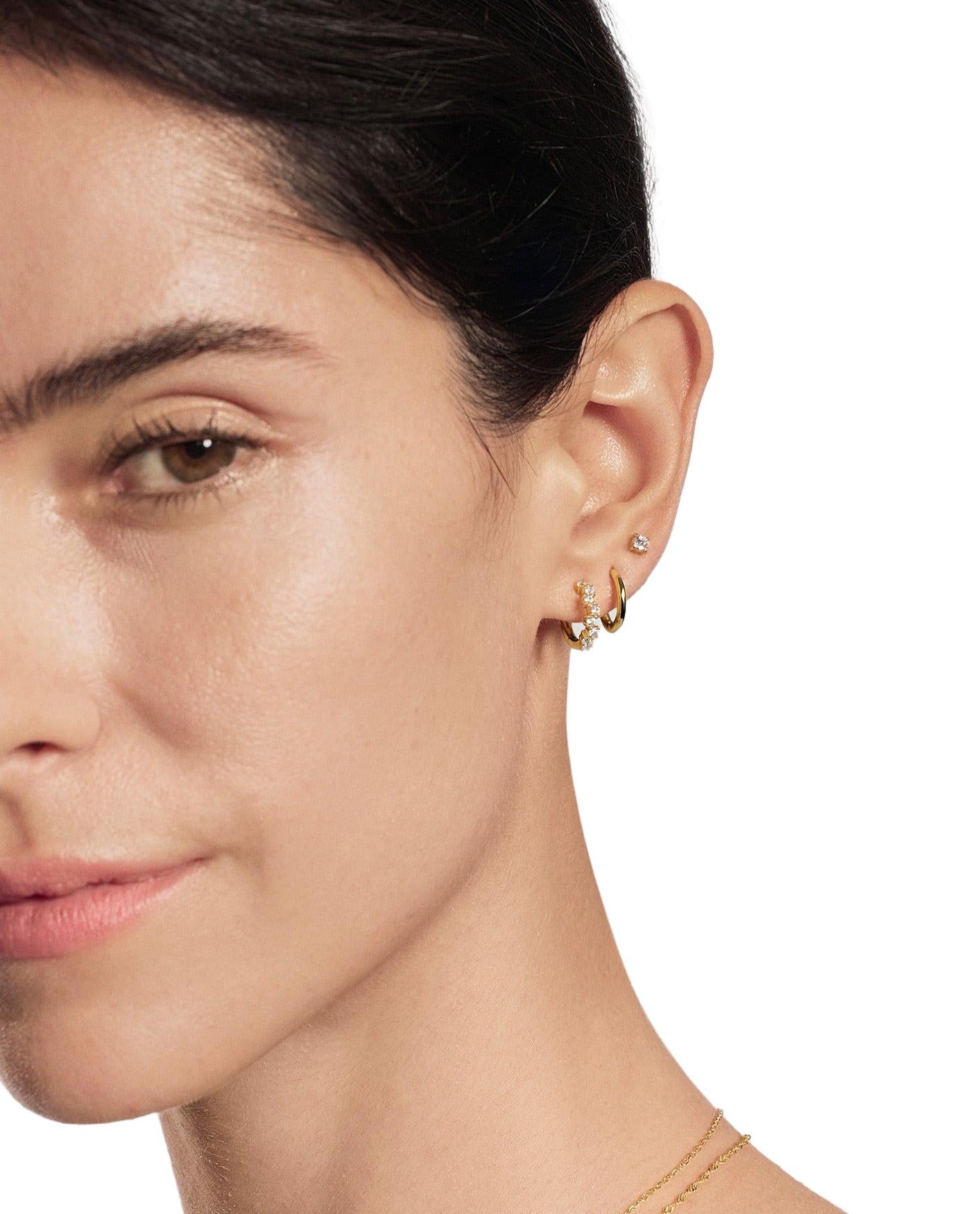 Ania Haie Gold Zig-Zag Pave Huggie Hoop Earrings