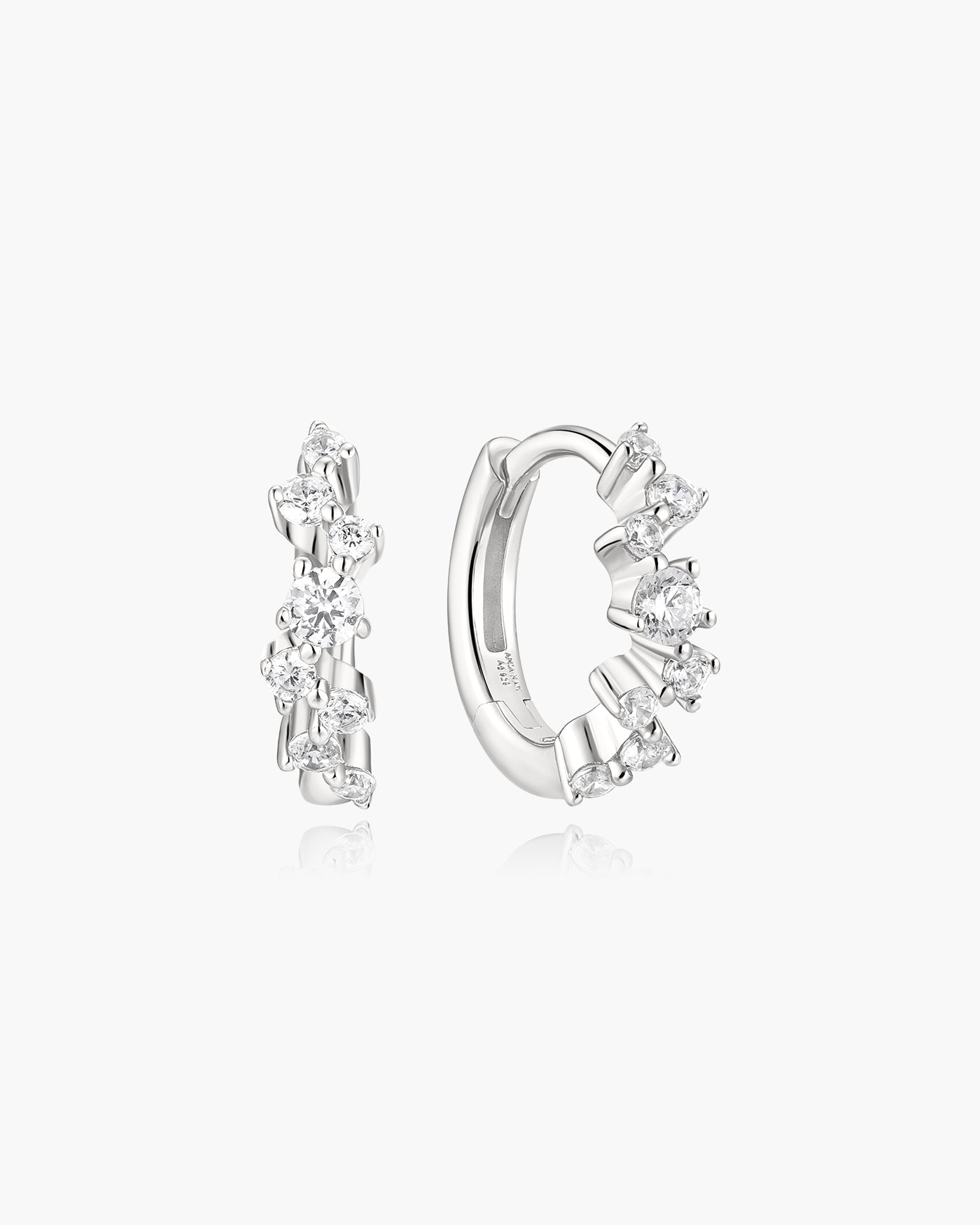 Ania Haie Silver Zig-Zag Pave Huggie Hoop Earrings