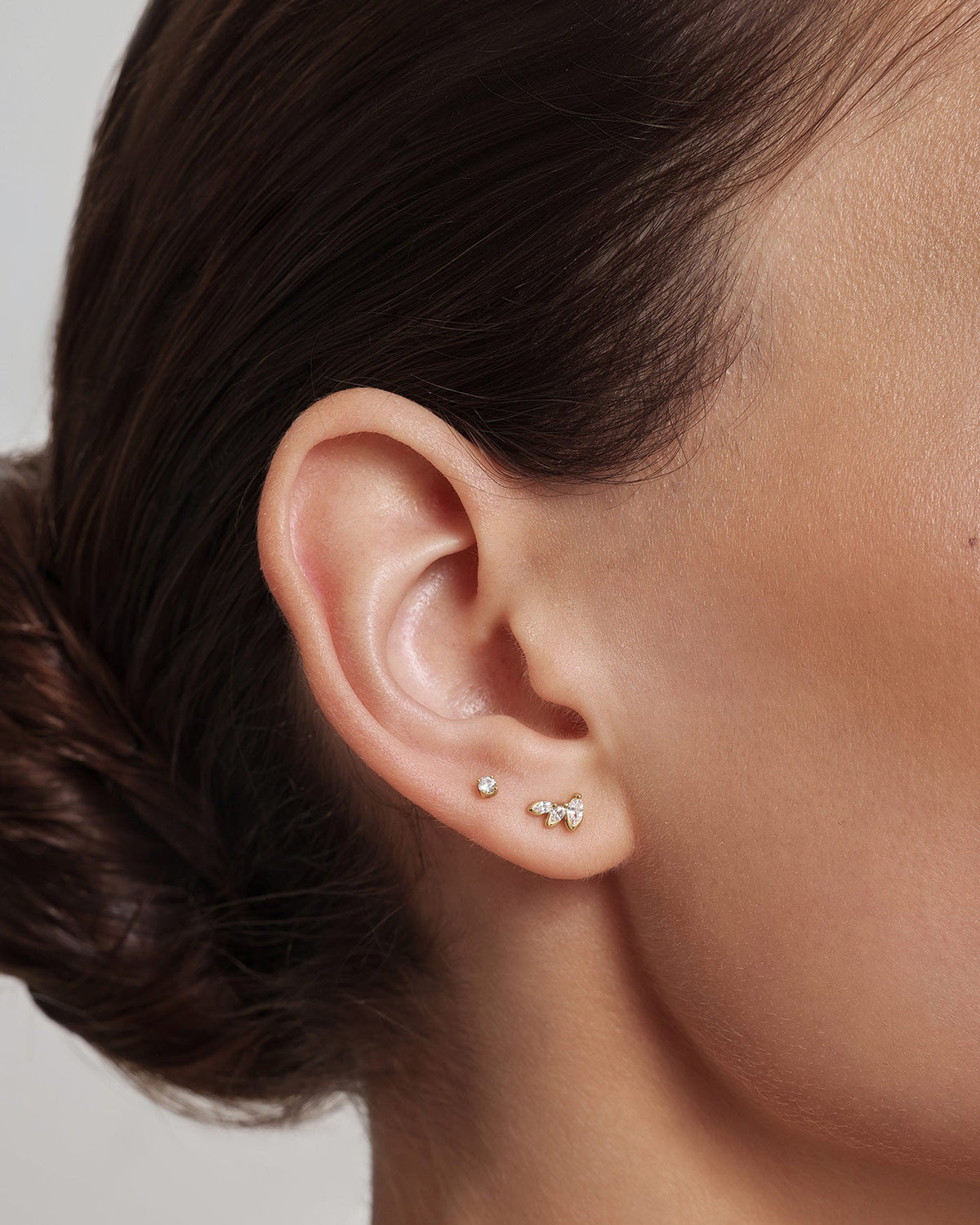 Ania Haie Gold Half-Bezel Triple Marquise Stud Earrings