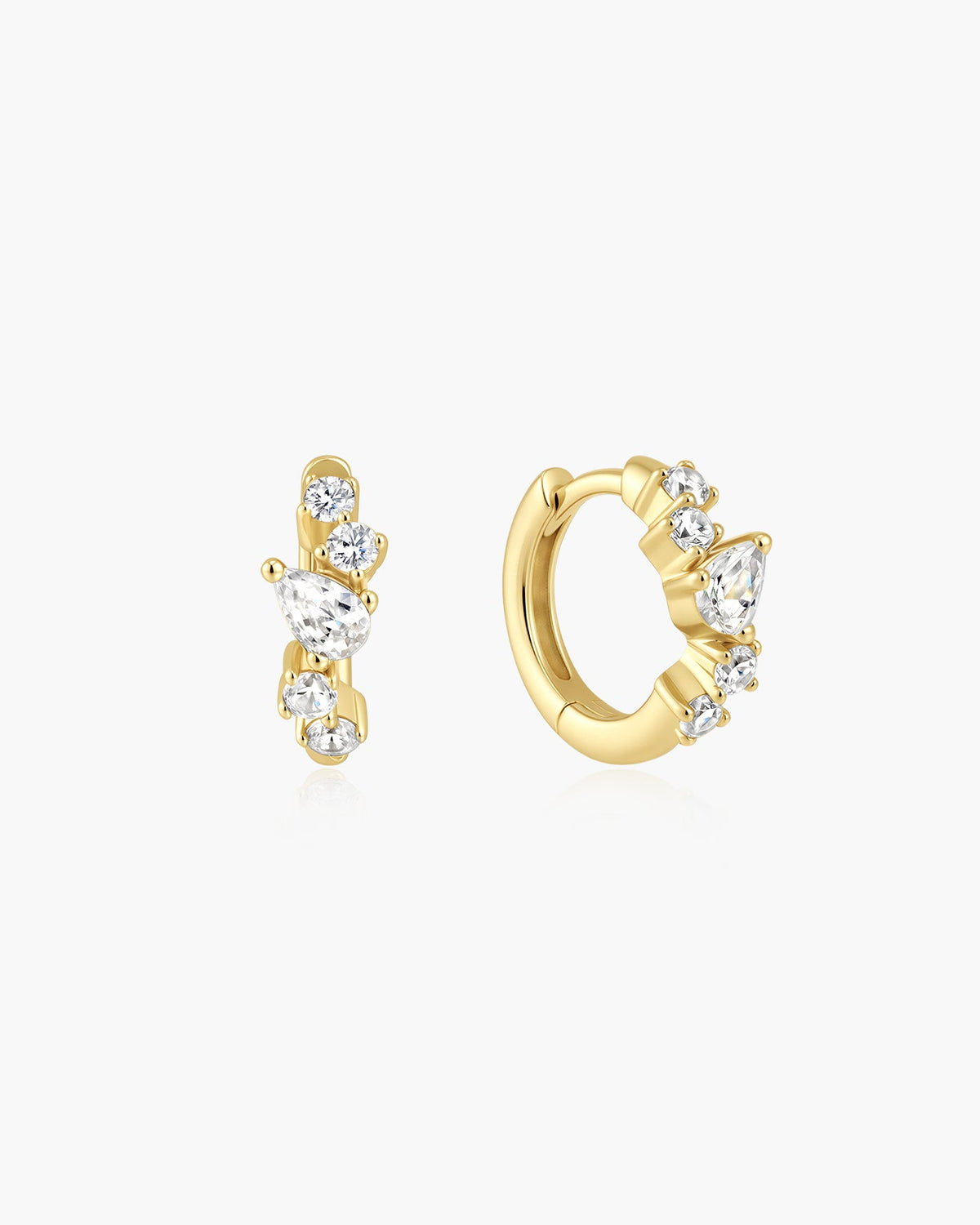 Ania Haie Gold Teardrop & Round Zig-Zag Huggie Hoop Earrings