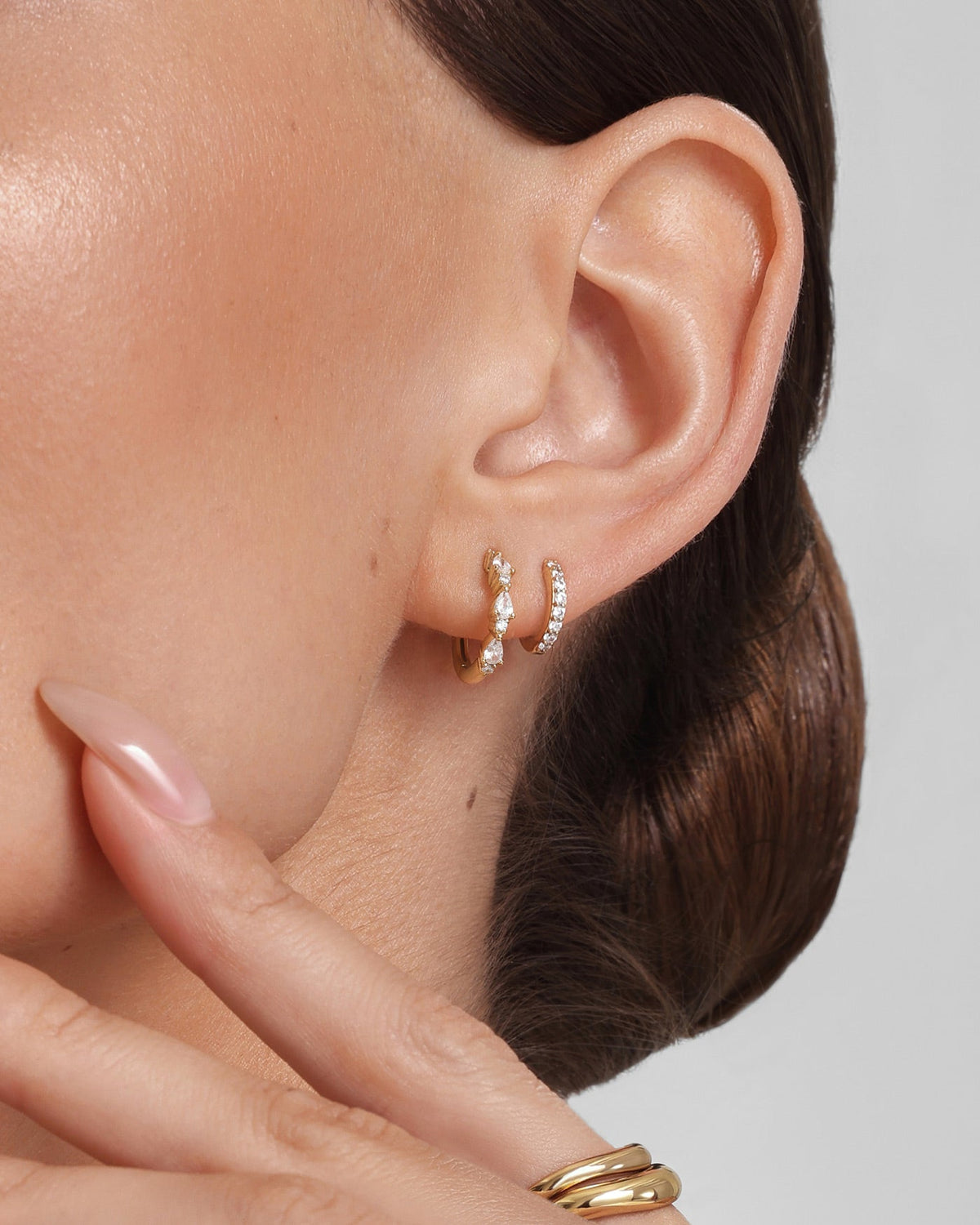 Ania Haie Gold Teardrop Trio Huggie Hoop Earrings
