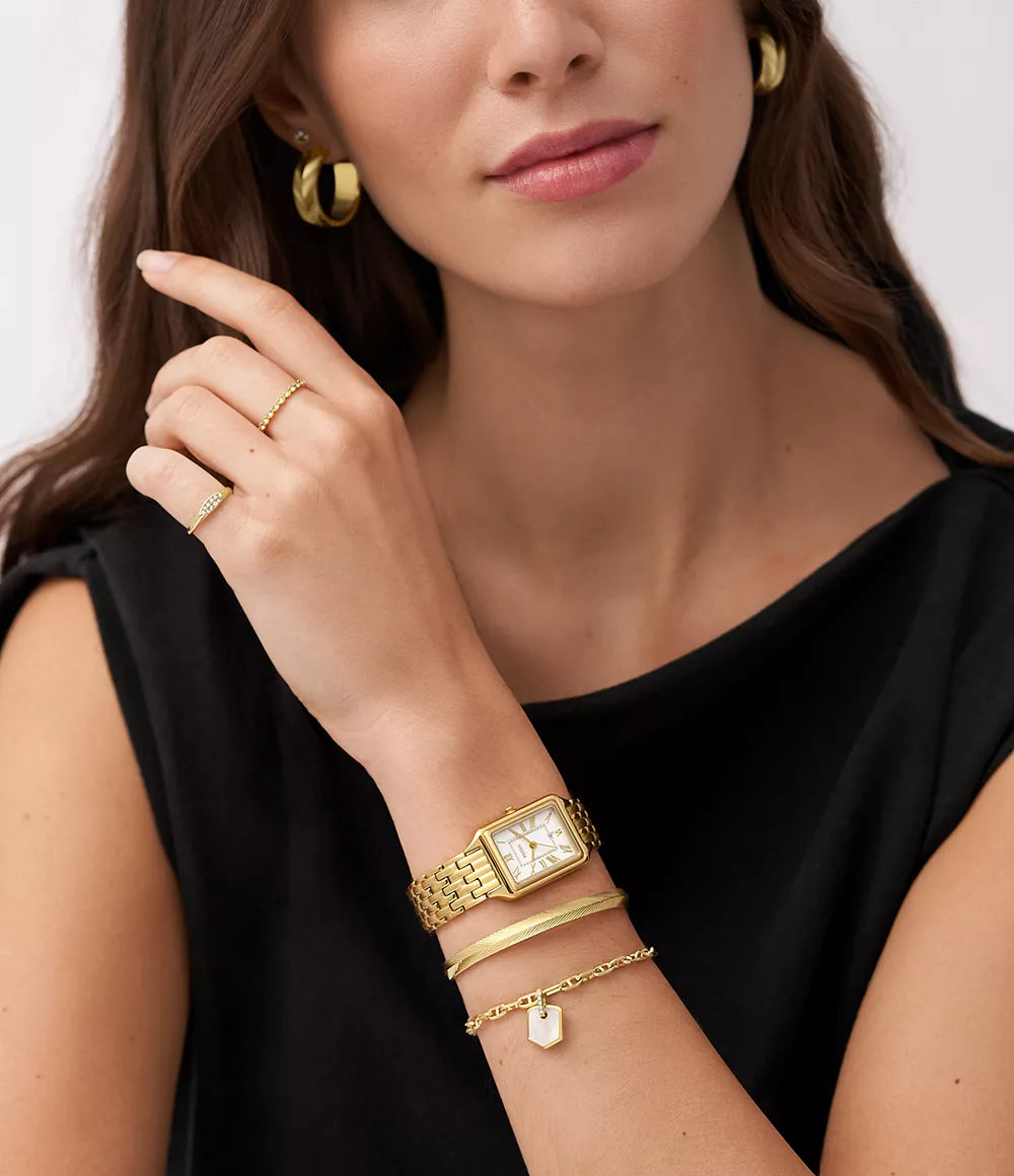 Fossil Raquel Three-Hand Date Gold-Tone Stainless Steel Watch Women's Watch
