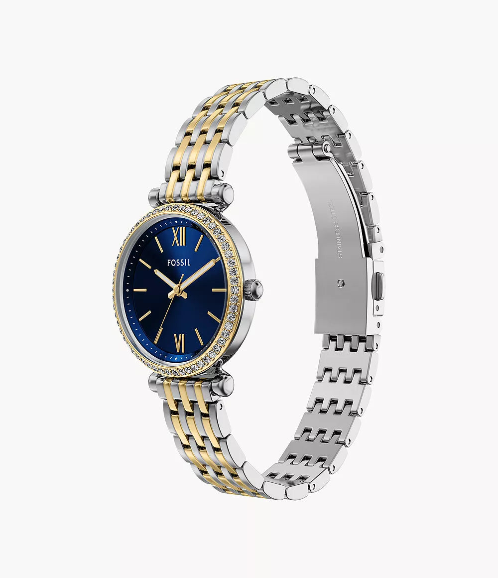 Fossil Carlie Mini Three-Hand Two-Tone Stainless Steel Women's Watch