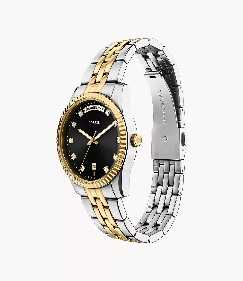 Fossil Scarlette Three-Hand Day-Date Two-Tone Stainless Steel Women's Watch