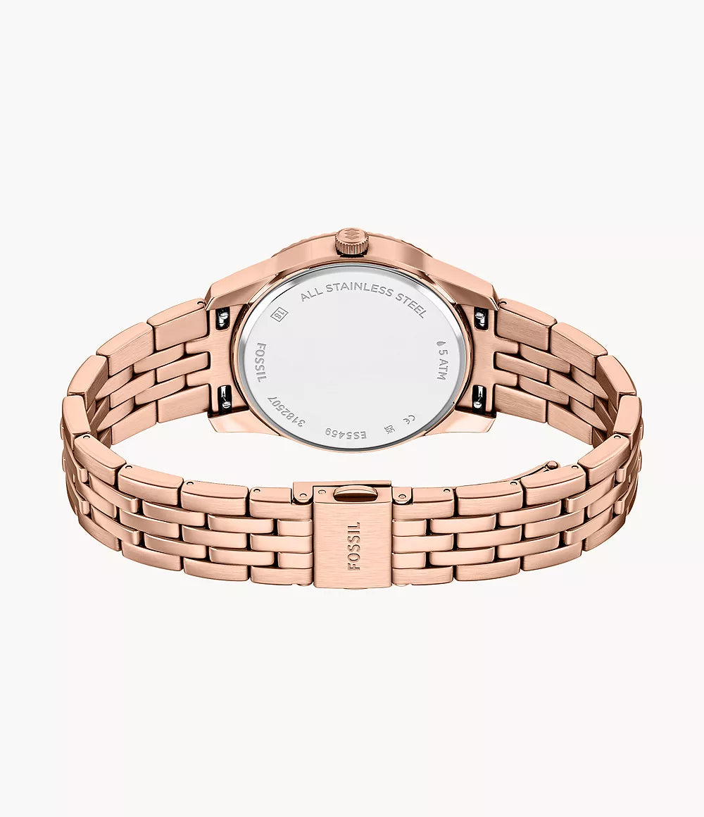 Fossil Scarlette Three-Hand Day-Date Rose Gold-Tone Stainless Steel Women's Watch