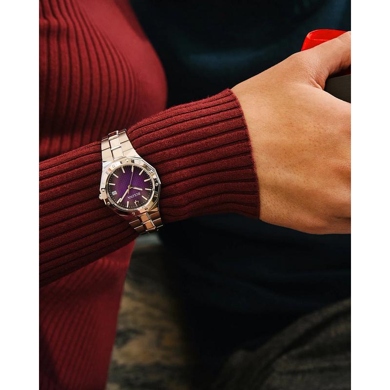 Elegant Bulova Prestige Women's Watch, Purple Ombre Dial, Stainless Steel Bracelet