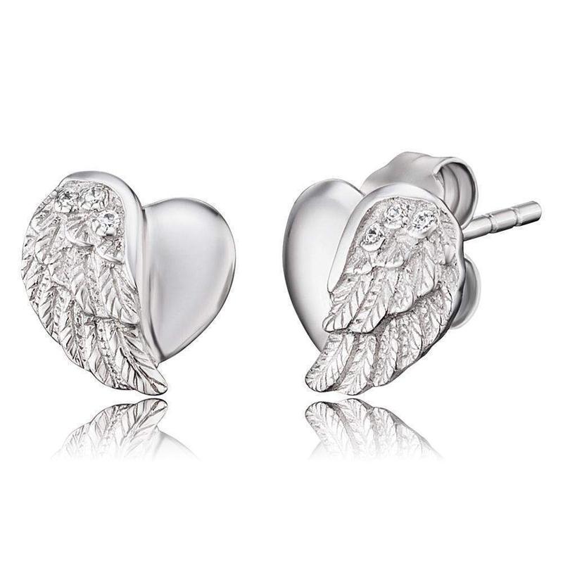 Engelsrufer CZ Heart wing Studs