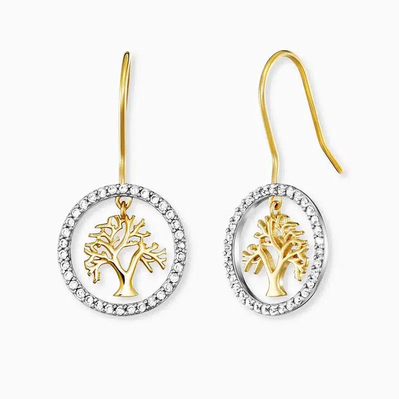 Engelsrufer Earrings Tree of Life Bicolor with Zirconia