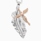 Engelsrufer Necklace Feather & Angel CZ Rose Gold