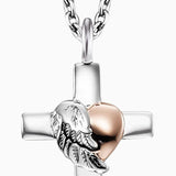 Engelsrufer Silver Bi-colour Cross With Heartwing Chain With Pendant