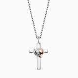 Engelsrufer Silver Bi-colour Cross With Heartwing Chain With Pendant