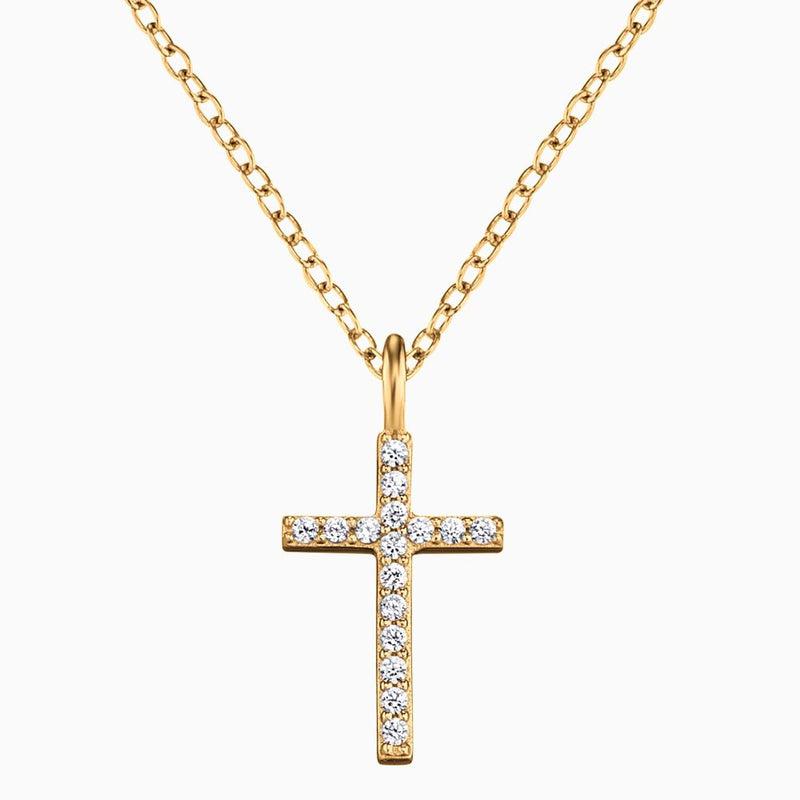 Engelsrufer Silver CZ Cross Gold Plated Chain With Pendant