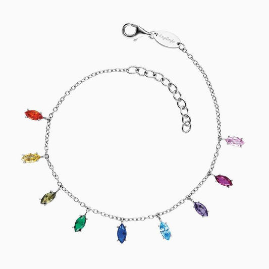 Engelsrufer Silver Flying Stones With Zirconia Multicoloured Bracelet