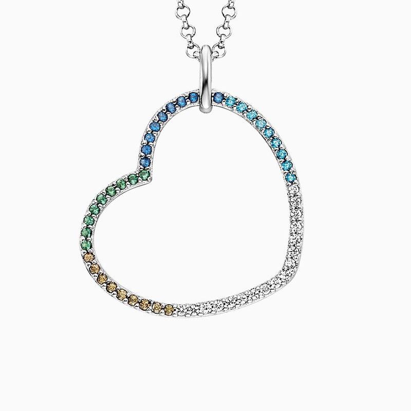 Engelsrufer Silver Rainbow Heart With multicoloured CZ Necklace