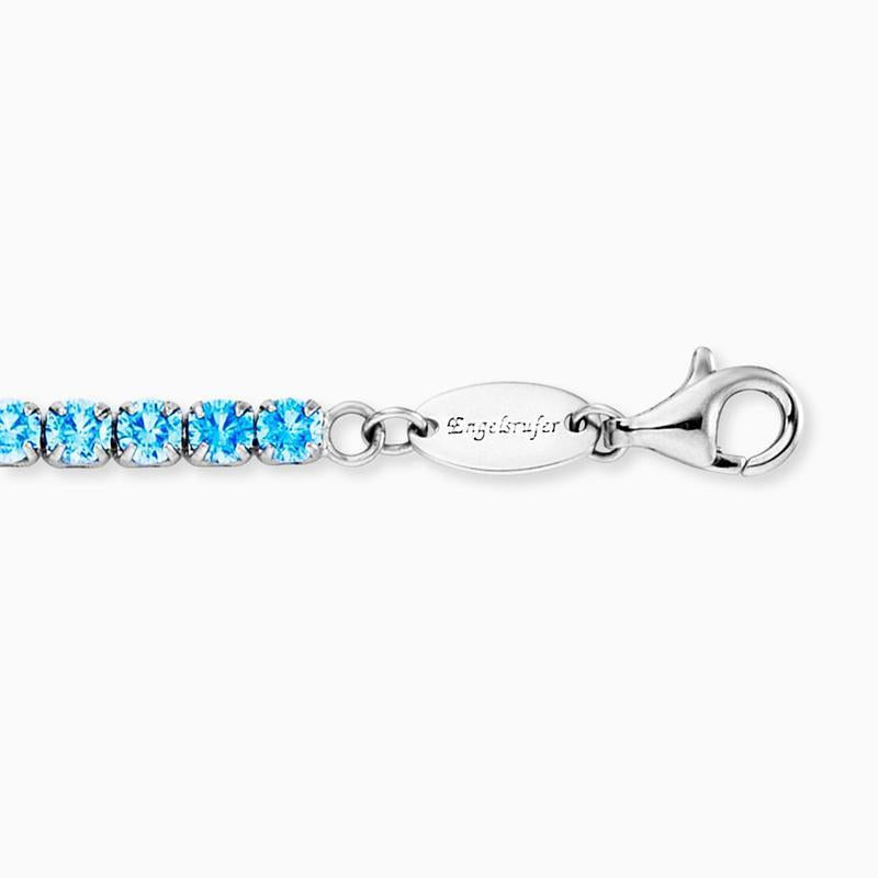 Engelsrufer Silver Shiny Tennis Bracelet with Blue Zirconia