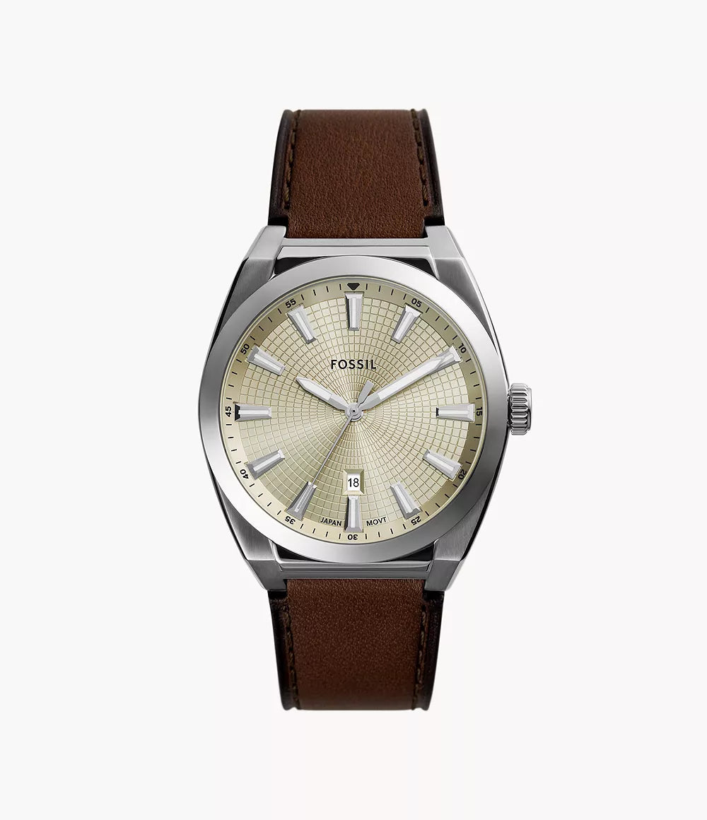 Fossil Everett Three-Hand Date Brown Leather Men's Watch
