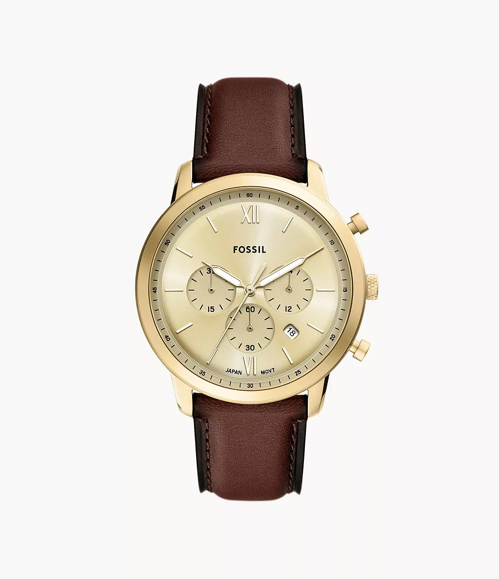 Fossil Neutra 44mm Chronograph Brown Leather Men's Watch