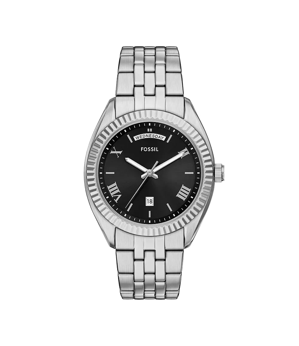 Fossil Campbell Three-Hand Day-Date Stainless Steel Men's Watch
