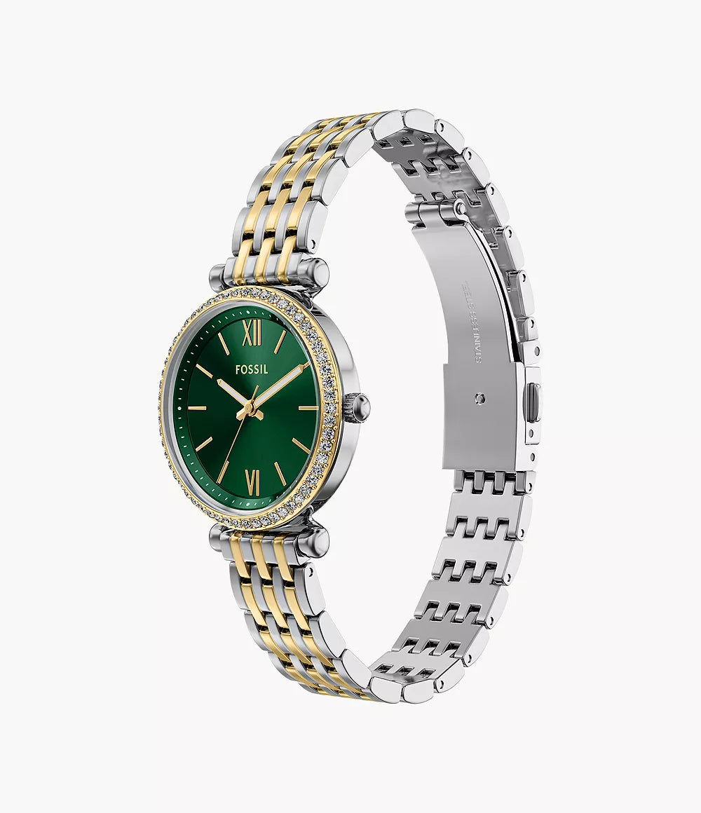 Fossil Carlie Mini Three-Hand Two-Tone Stainless Steel Women's Watch