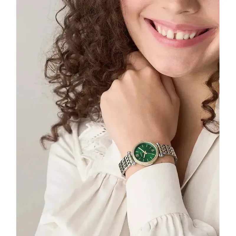 Fossil Carlie Mini Three-Hand Two-Tone Stainless Steel Women's Watch