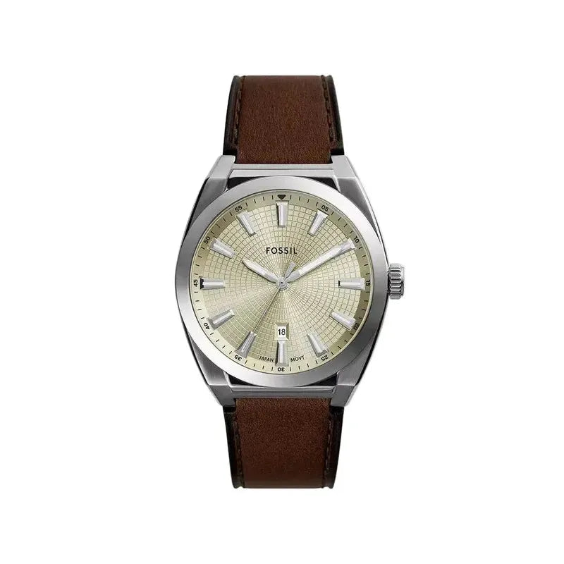 Fossil Everett Three-Hand Date Brown Leather Men's Watch