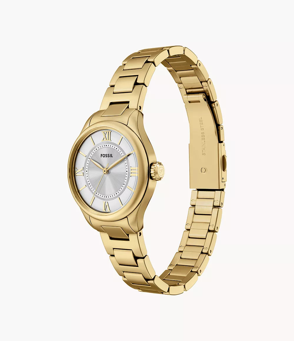 Fossil Gilmore Three-Hand Gold-Tone Stainless Steel Women's Watch
