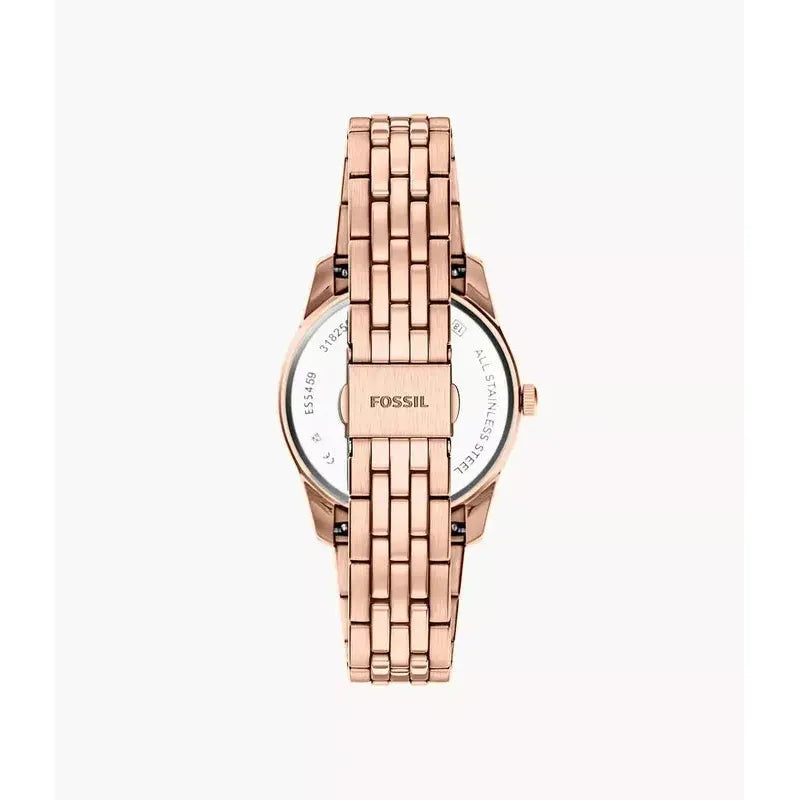 Fossil Scarlette Three-Hand Day-Date Rose Gold-Tone Stainless Steel Women's Watch