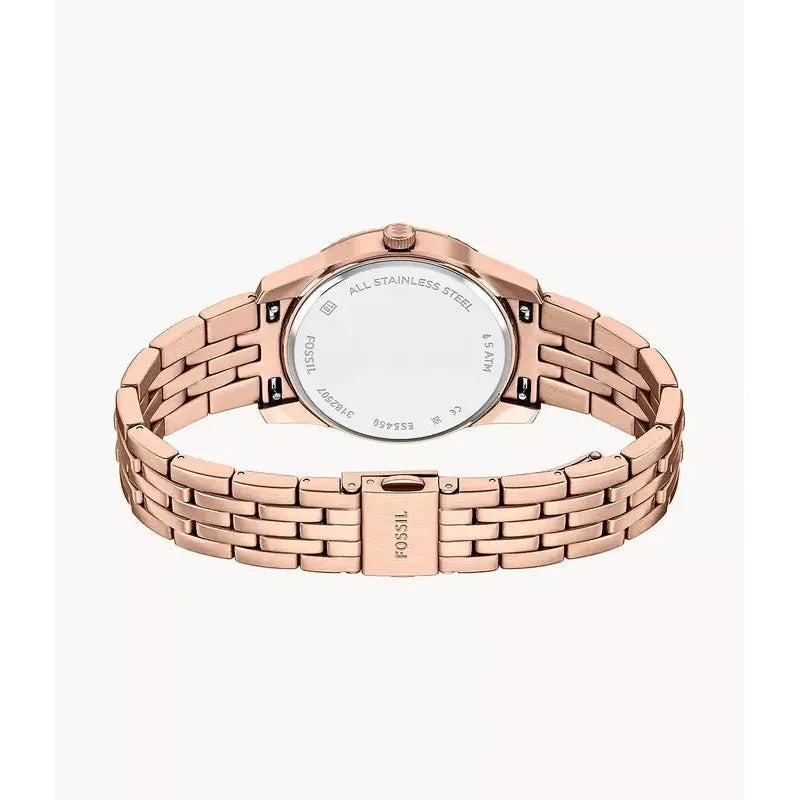 Fossil Scarlette Three-Hand Day-Date Rose Gold-Tone Stainless Steel Women's Watch