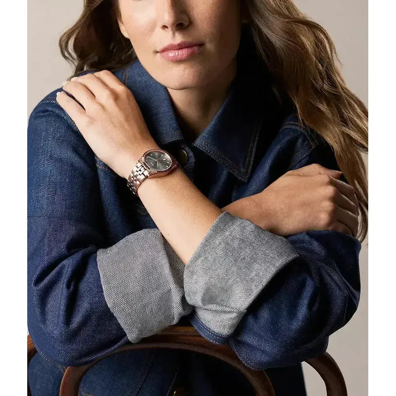 Fossil Scarlette Three-Hand Day-Date Rose Gold-Tone Stainless Steel Women's Watch