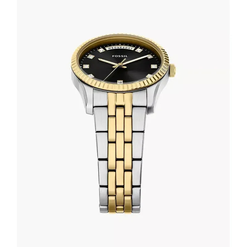 Fossil Scarlette Three-Hand Day-Date Two-Tone Stainless Steel Women's Watch
