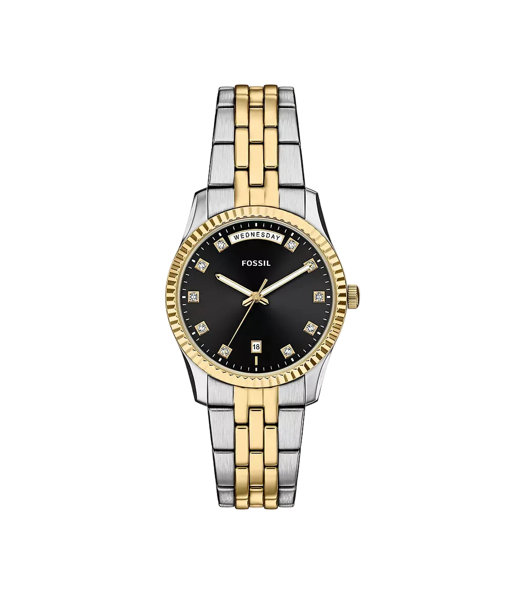 Fossil Scarlette Three-Hand Day-Date Two-Tone Stainless Steel Women's Watch
