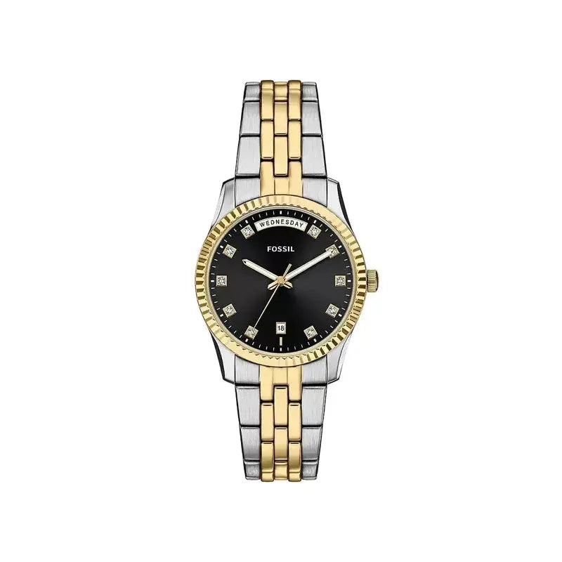 Fossil Scarlette Three-Hand Day-Date Two-Tone Stainless Steel Women's Watch