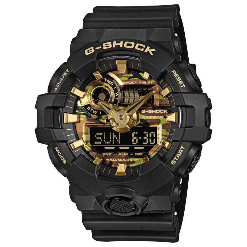 G-SHOCK Bold Camo Series GA-700CF-1A Analog-Digital Watch Black Gold