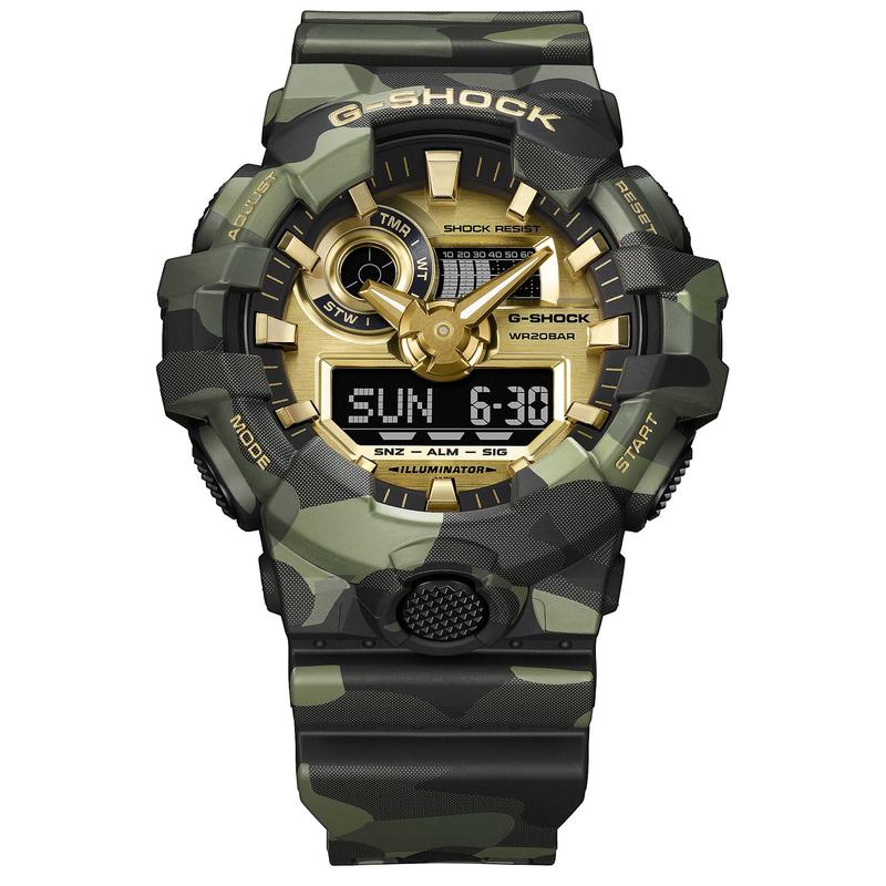 G-SHOCK GA-700CMG-3A Bold Camo Analog-Digital Watch Gold Face