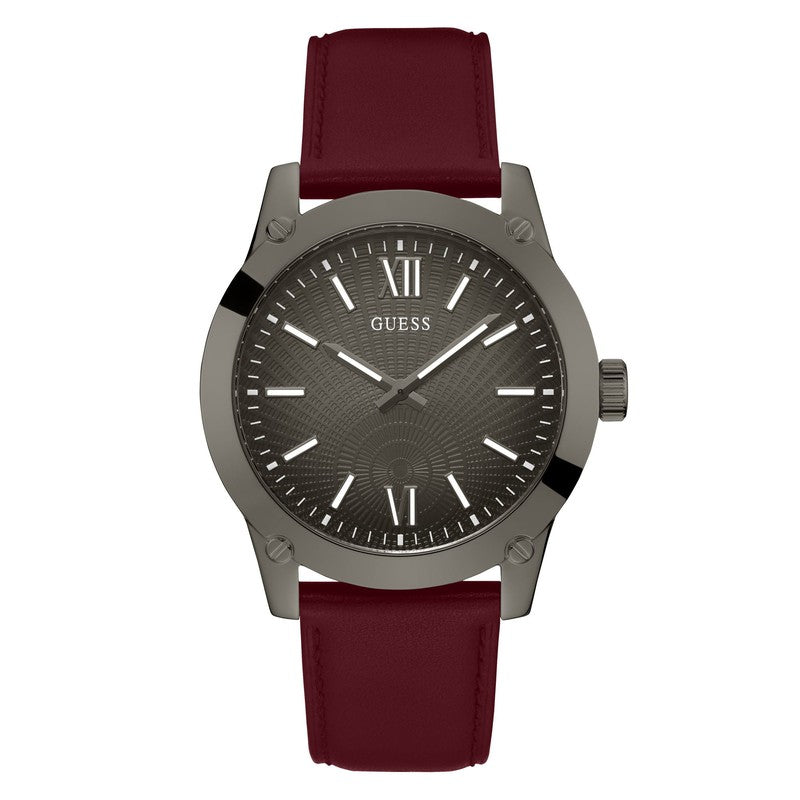 GUESS Mens Burgundy Gunmetal Analog Watch GW0628G4