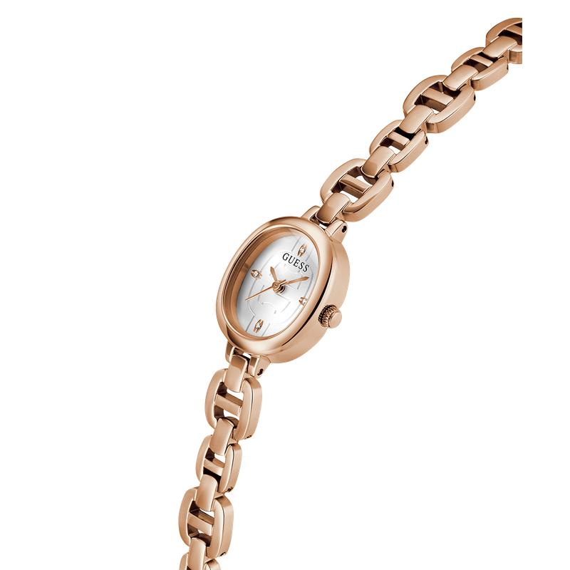 GUESSRose Gold Analog Watch with Oval White Dial